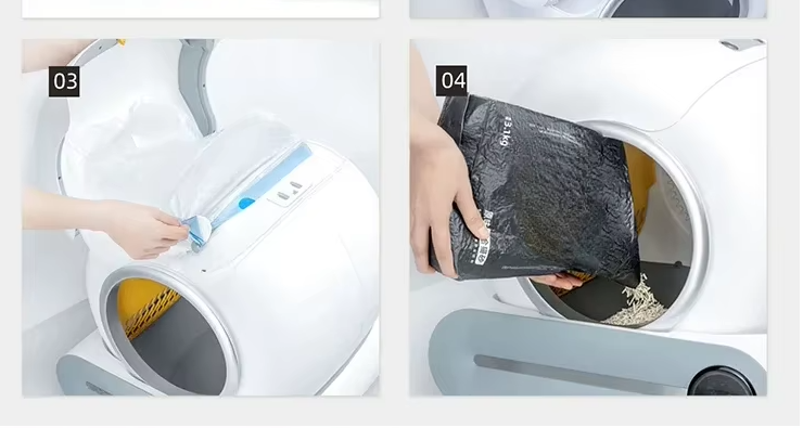 Retrait du sac de déchets de la litière automatique